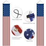 Jesiramoo Memorial Day 4th of July Decorations, 71x13 Inch Hanging American Flag Door Banner, July Fourth Front Porch Decor for Home School Office Yard Patio Garage, Patriotic Decor Outdoor Indoor
