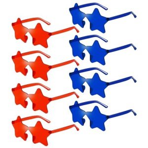 Pibupibu 8 Pack Blue Red Star Sunglasses, 4th of July Decorations Patriotic Decorations Party Accessories, Independence Day USA Flag Classic Patriot Gifts