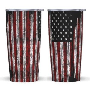Waldeal USA Flag Patriotic Travel Mug Gift, 20 oz Tumbler, Travel Coffee Mug, Stainless Steel Cup with Lid, Double Wall Vacuum Insulated Travel Mug Gifts for Men Women