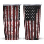 Waldeal USA Flag Patriotic Travel Mug Gift, 20 oz Tumbler, Travel Coffee Mug, Stainless Steel Cup with Lid, Double Wall Vacuum Insulated Travel Mug Gifts for Men Women