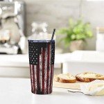 Waldeal USA Flag Patriotic Travel Mug Gift, 20 oz Tumbler, Travel Coffee Mug, Stainless Steel Cup with Lid, Double Wall Vacuum Insulated Travel Mug Gifts for Men Women