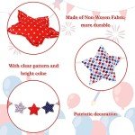 Whaline Patriotic Star Banner 3D Red Blue Star Garland Pre-Assembled 4th of July Fabric Banner Holiday Hanging Decorations for Independence Day Memorial Day Party Supplies Home Decor