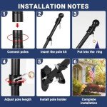 Yeesun Flag Pole,6FT Flag Pole Kit(2 Packs) for 3' x 5'American Flag, Flag Pole Holder for Outside House,Truck & Boat Use (Without Bracket) (Black)