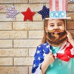 Whaline Patriotic Star Banner 3D Red Blue Star Garland Pre-Assembled 4th of July Fabric Banner Holiday Hanging Decorations for Independence Day Memorial Day Party Supplies Home Decor