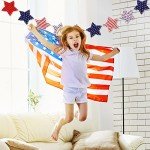 Whaline Patriotic Star Banner 3D Red Blue Star Garland Pre-Assembled 4th of July Fabric Banner Holiday Hanging Decorations for Independence Day Memorial Day Party Supplies Home Decor