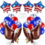 24 Pcs Paris Sports Party Decorations - Star American Flag Red White Blue Balloons, Eagle Foil Balloon - 4th of July Patriotic Decorations for Independence Day, Labor Day