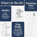 Flag Pole for Outside House – 6FT Aluminum Flagpole Kit with Wall Mount Bracket – Heavy Duty Flag Pole Holder for Residential or Commercial Outdoor Use – Fits 3x5 American Flags