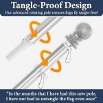 Flag Pole for Outside House – 6FT Aluminum Flagpole Kit with Wall Mount Bracket – Heavy Duty Flag Pole Holder for Residential or Commercial Outdoor Use – Fits 3x5 American Flags
