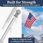 Flag Pole for Outside House – 6FT Aluminum Flagpole Kit with Wall Mount Bracket – Heavy Duty Flag Pole Holder for Residential or Commercial Outdoor Use – Fits 3x5 American Flags