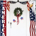 Deroro 4th of July God Bless America Patriotic Eagle Porch Banner Sign, Memorial Day American Flag Stars Stripe Front Door Decorative Hanging Welcome Banner, USA Decoration Home Outdoor Yard Decor