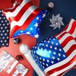 Wettarn 36 Packs 4th of July Balloons Includes 6 Pcs American Flag and 30 Pcs Foil Five Stars Balloons Red White and Blue Memorial Decor for Independence Day Labor Day Decoration