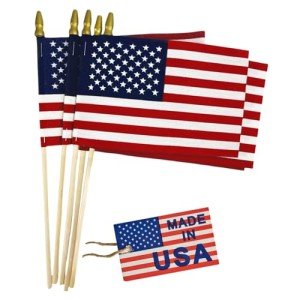GIFTEXPRESS Set of 12, Proudly Made in U.S.A. Small American Flags 4x6 Inch/Small US Flag/Mini American Stick Flag/American Hand Held Stick Flags Spear Top