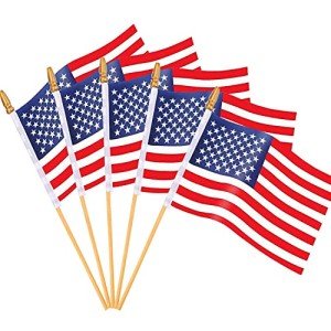 Small American Flags on Stick,65 American Flags Hand Held Mini US Flags for American Independence Day,Memorial Day President's Day,Veterans Day (4x6 Inches)