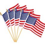 Small American Flags on Stick,65 American Flags Hand Held Mini US Flags for American Independence Day,Memorial Day President's Day,Veterans Day (4x6 Inches)
