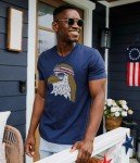 Tipsy Elves 4th of July Shirts for Men Funny American Flag Short Sleeve T-Shirts USA Mens Patriotic Graphic Tees - Novelty Memorial Day Outfit - Blue Epic Eagle Tee Size Large