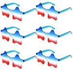 JUSTOTRY 6Pc 4th of July Sunglasses - Star Shape Fourth of July Patriotic Red White and Blue Decorations American Flag Pentagram Glasses for Adult Party Favors in the USA Accessory Gift for Men Women