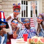 JUSTOTRY 6Pc 4th of July Sunglasses - Star Shape Fourth of July Patriotic Red White and Blue Decorations American Flag Pentagram Glasses for Adult Party Favors in the USA Accessory Gift for Men Women