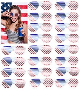 Attmu 20 Pairs 4th of July Accessories Glasses American US Flag Sunglasses, Patriotic Plastic Shutter Glasses Party Favors, Patriotic Decorations Red White and Blue Glasses