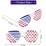Attmu 20 Pairs 4th of July Accessories Glasses American US Flag Sunglasses, Patriotic Plastic Shutter Glasses Party Favors, Patriotic Decorations Red White and Blue Glasses