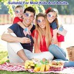 Attmu 20 Pairs 4th of July Accessories Glasses American US Flag Sunglasses, Patriotic Plastic Shutter Glasses Party Favors, Patriotic Decorations Red White and Blue Glasses