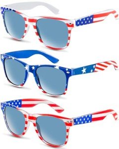 Sofier 4th of July Accessories 3 pairs USA American Flag Sunglasses Patriotic Party Favors Fourth of July Accessories Red White and Blue Sunglasses for Women Men Classic Retro