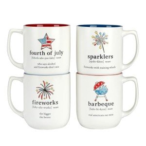 Certified International Patriotic Words 18 oz. Mugs,Set of 4, Multicolor