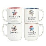Certified International Patriotic Words 18 oz. Mugs,Set of 4, Multicolor