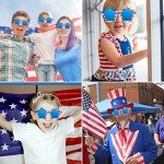 WBCBEC 4 Pairs American Flag Sunglasses Patriotic Flag Sunglasses 80s Retro Style Sunglasses for Men Women Independence Day