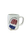 Rae Dunn Patriotic Fourth of July Labor Memorial Day Coffee Tea Ceramic Mug (Sweet Summertime (Popsicle))