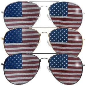 JOYIN 3 Pcs July 4th American Flag Sunglasses, Fourth of July Patriotic Sunglasses with Gold Silver and Black Frame, Red White Blue American Glasses for 4th of July Accessories, Party Favor