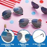 JOYIN 3 Pcs July 4th American Flag Sunglasses, Fourth of July Patriotic Sunglasses with Gold Silver and Black Frame, Red White Blue American Glasses for 4th of July Accessories, Party Favor