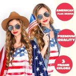 JOYIN 3 Pcs July 4th American Flag Sunglasses, Fourth of July Patriotic Sunglasses with Gold Silver and Black Frame, Red White Blue American Glasses for 4th of July Accessories, Party Favor