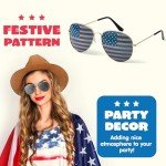 JOYIN 3 Pcs July 4th American Flag Sunglasses, Fourth of July Patriotic Sunglasses with Gold Silver and Black Frame, Red White Blue American Glasses for 4th of July Accessories, Party Favor