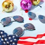 JOYIN 3 Pcs July 4th American Flag Sunglasses, Fourth of July Patriotic Sunglasses with Gold Silver and Black Frame, Red White Blue American Glasses for 4th of July Accessories, Party Favor