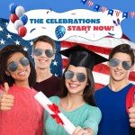 JOYIN 3 Pcs July 4th American Flag Sunglasses, Fourth of July Patriotic Sunglasses with Gold Silver and Black Frame, Red White Blue American Glasses for 4th of July Accessories, Party Favor