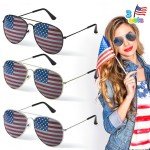 JOYIN 3 Pcs July 4th American Flag Sunglasses, Fourth of July Patriotic Sunglasses with Gold Silver and Black Frame, Red White Blue American Glasses for 4th of July Accessories, Party Favor