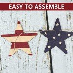 Maxsoins 4th of July Decorations- Retro Wooden Star Banner for 4th of July Decor,Red and White Blue Adorable Patriotic Wood Garland for Fireplace Mantel Walls