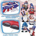 Jetec 8 Pieces 4th of July Yard Sign Independence Outdoor Lawn Decor Patriotic Waterproof Plastic Sign Decorative Holiday Gnomes Yard Sign with 16 Stakes for Holiday Garden Decor
