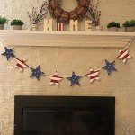 Maxsoins 4th of July Decorations- Retro Wooden Star Banner for 4th of July Decor,Red and White Blue Adorable Patriotic Wood Garland for Fireplace Mantel Walls