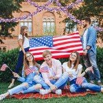4 Strings Total 26.3 ft American Flag Tinsel Garlands - Each 6.6ft Red White Blue Fringe Garland with USA Flag Hanging Glitter Streamers for 4th of July, Independence Day, Patriotic Party Decorations