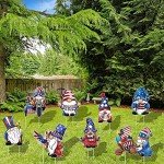 Jetec 8 Pieces 4th of July Yard Sign Independence Outdoor Lawn Decor Patriotic Waterproof Plastic Sign Decorative Holiday Gnomes Yard Sign with 16 Stakes for Holiday Garden Decor