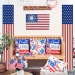 Babycop 4th of July Decorations, Patriotic Decorations, Outdoor Hanging American Flag Banners Weather-Resistant, Pre-Assembled Porch Signs for Independence Day, Memorial Day, Veterans Day - Red White Blue (2 Pcs)