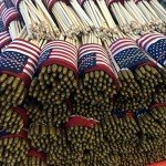 25 Pack Small American Flags on Stick 5x8 Inch/Mini American US Flags/American Hand Held Stick Flags Spear Top (5x8 Inch-25 pack)