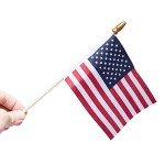 25 Pack Small American Flags on Stick 5x8 Inch/Mini American US Flags/American Hand Held Stick Flags Spear Top (5x8 Inch-25 pack)