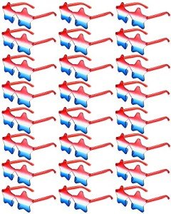Kanayu 24 Pairs Red White Blue Star Glasses 4th of July Sunglasses Rimless Patriotic Star Shaped Sunglasses for Men Women (Red,White,Blue)