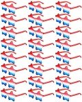 Kanayu 24 Pairs Red White Blue Star Glasses 4th of July Sunglasses Rimless Patriotic Star Shaped Sunglasses for Men Women (Red,White,Blue)