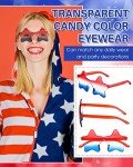 Kanayu 24 Pairs Red White Blue Star Glasses 4th of July Sunglasses Rimless Patriotic Star Shaped Sunglasses for Men Women (Red,White,Blue)