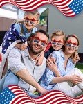 Kanayu 24 Pairs Red White Blue Star Glasses 4th of July Sunglasses Rimless Patriotic Star Shaped Sunglasses for Men Women (Red,White,Blue)