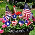 Iceyyyy 12 Pcs Patriotic Plant Stakes-15 Inch Independence Day Garden Stake-4th of July American Yard Sign for Planter Pot Lawn Pathway Indoor Outdoor Decor