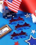 Kanayu 24 Pairs Red White Blue Star Glasses 4th of July Sunglasses Rimless Patriotic Star Shaped Sunglasses for Men Women (Red,White,Blue)